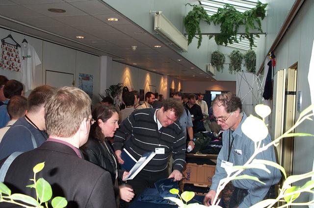 Picking up the conference bags